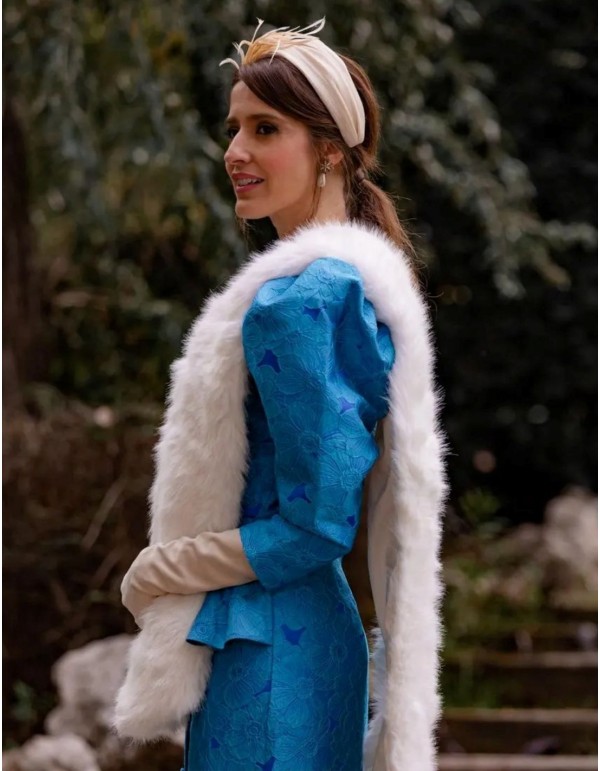 Bandeau d'invité en soie sinamay écru avec plumes 2