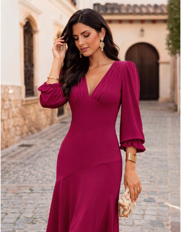 Robe midi asymétrique à volants pour les invités élégants 2