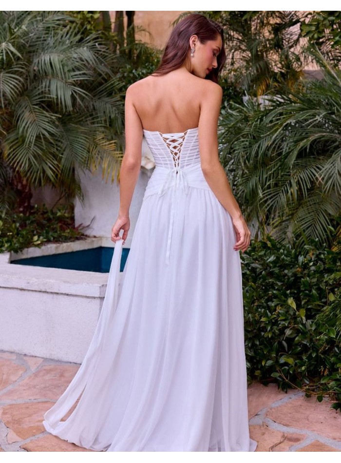 Long wedding dress with sweetheart neckline and...