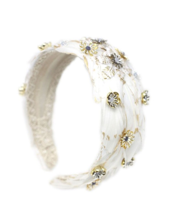 White feather guest headband with jeweled decoration 2