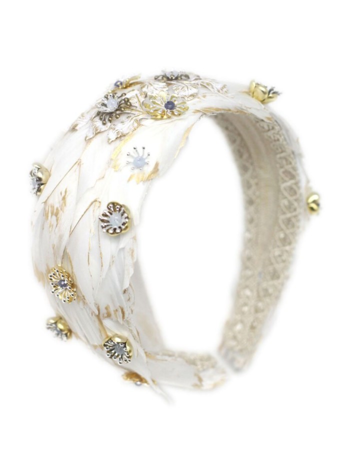 Bandeau d'invité en plumes blanches avec...