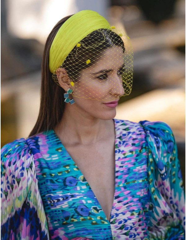 Yellow silk sinamay guest headband for guests