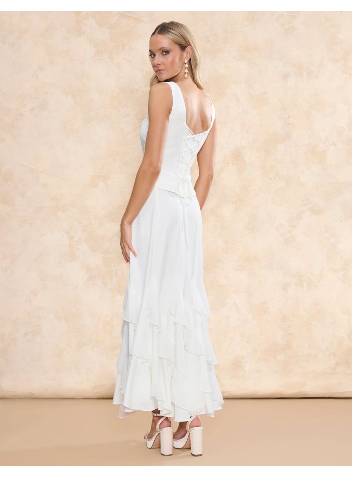 Jupe de mariée midi en mousseline de soie avec...