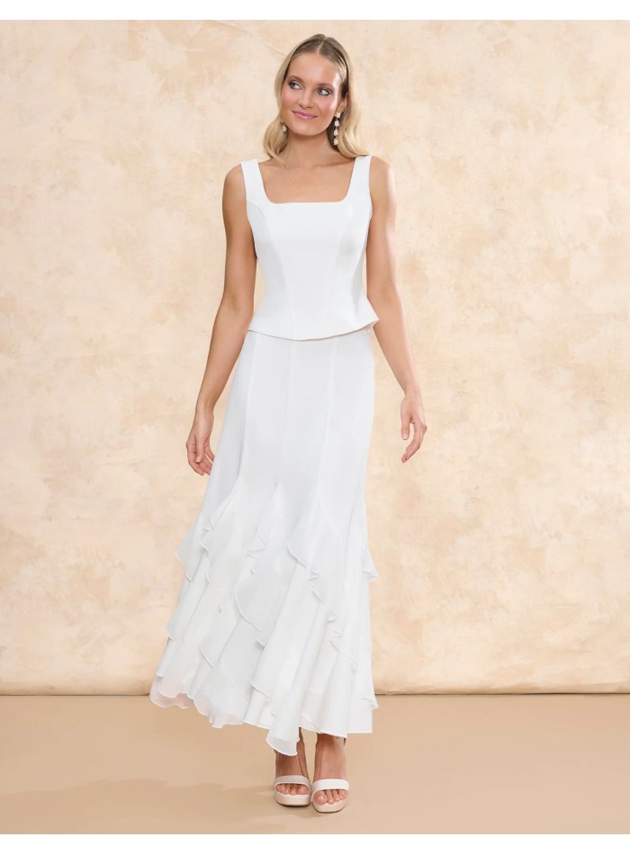Vaporous chiffon midi bridal skirt with...