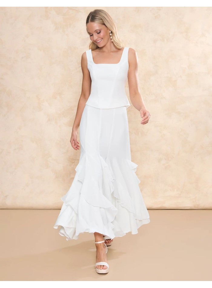 Bridal top with square neckline and vertical...