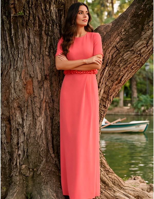 Vestido de fiesta de tirante ancho con sobrecamisa 2