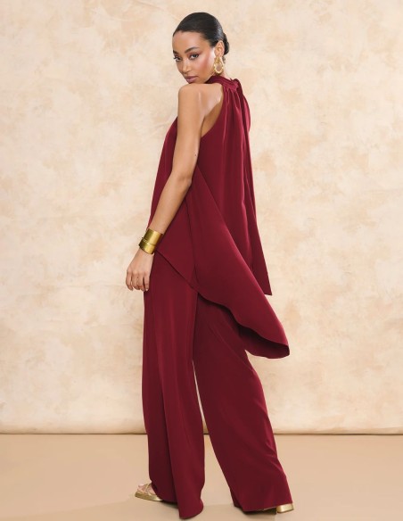 Pantalon de coupe palazzo taille haute marron