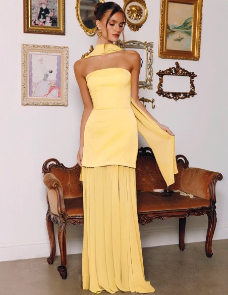 vestido pastel en amarillo tendencia 2026