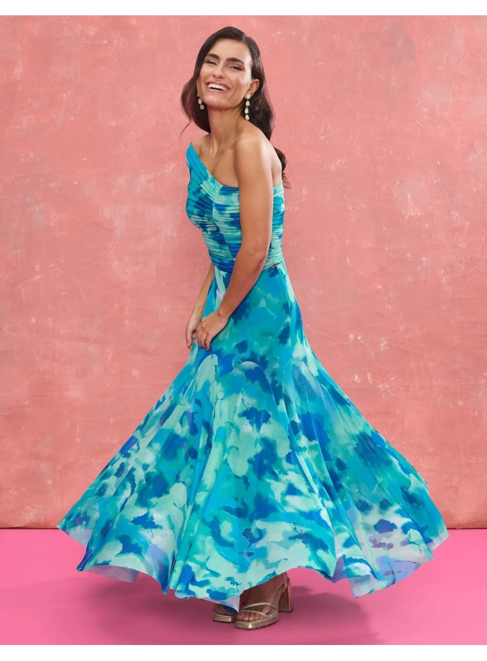 Falda de invitada midi con corte godets...