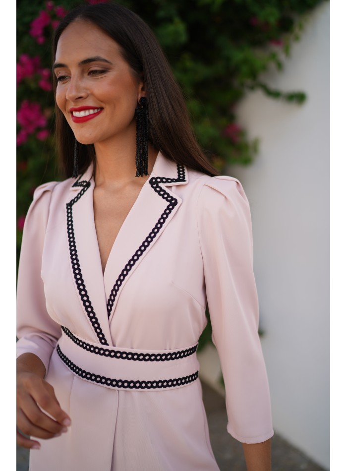 Two-piece set with lacing belt and embroidery...