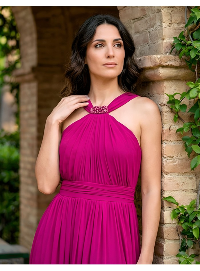 Bougainvillea colored long party dress with...