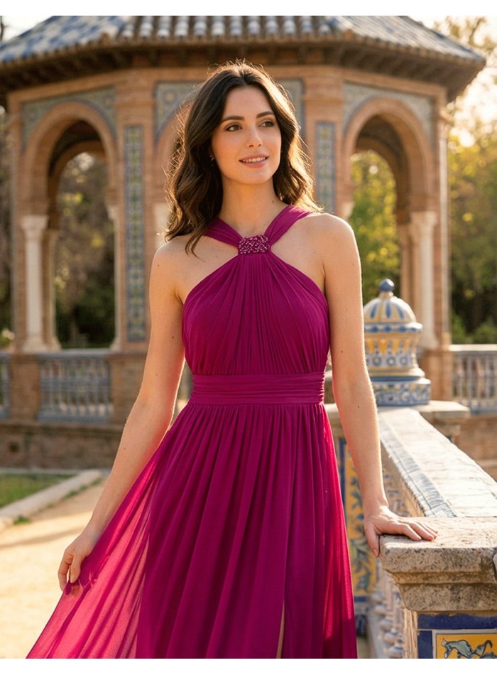 Bougainvillea colored long party dress with...