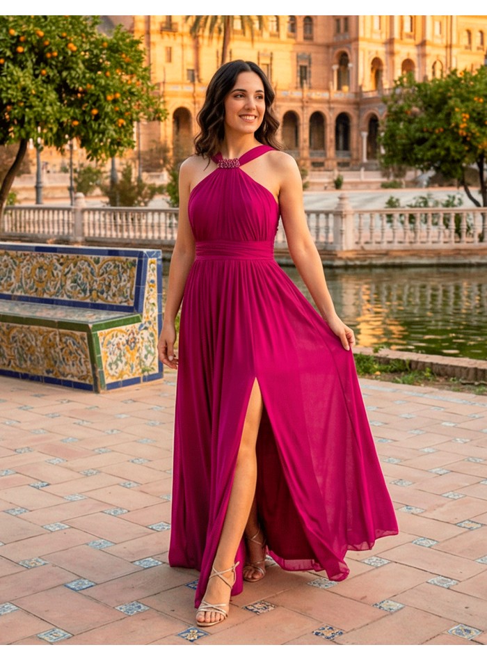 Bougainvillea colored long party dress with...