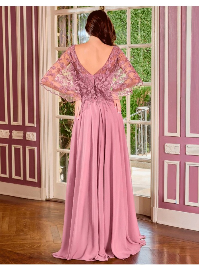 vestido rosa con encaje, un vestido largo perfecto para invitadas especiales como madrinas