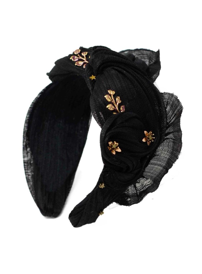 Crinkled effect headband made in silk sinamay