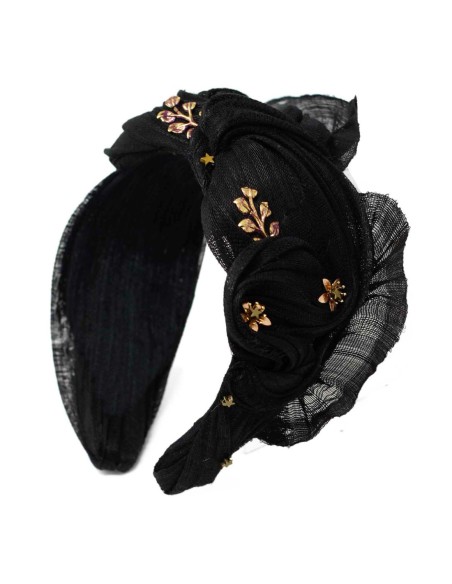 Crinkled effect headband made in silk sinamay