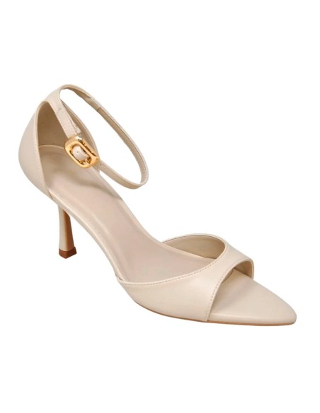 Elegant beige open sandals with medium heels