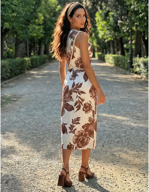 Brown strappy ankle strap sandals with comfortable heels 2