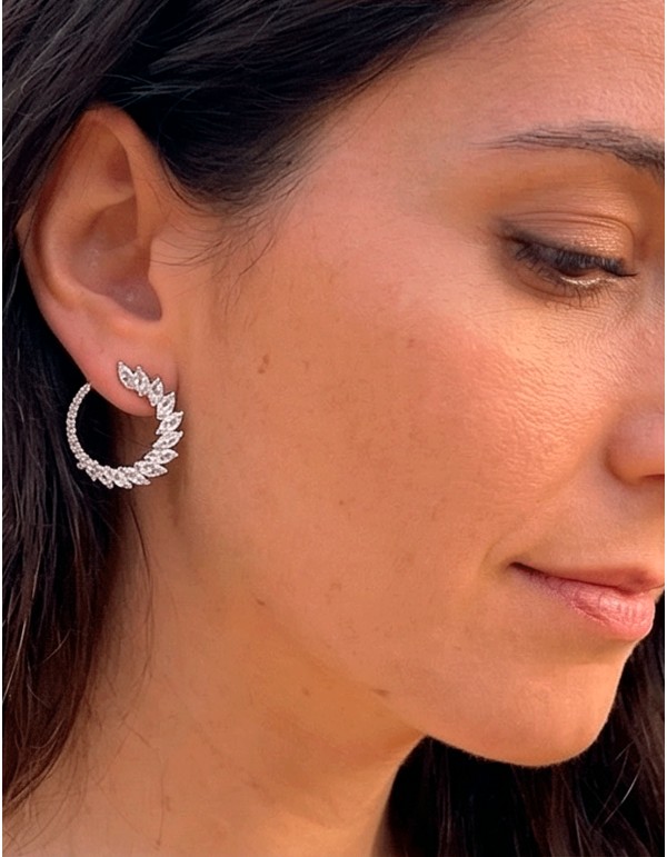 Pendientes de cristales con hojitas en plata