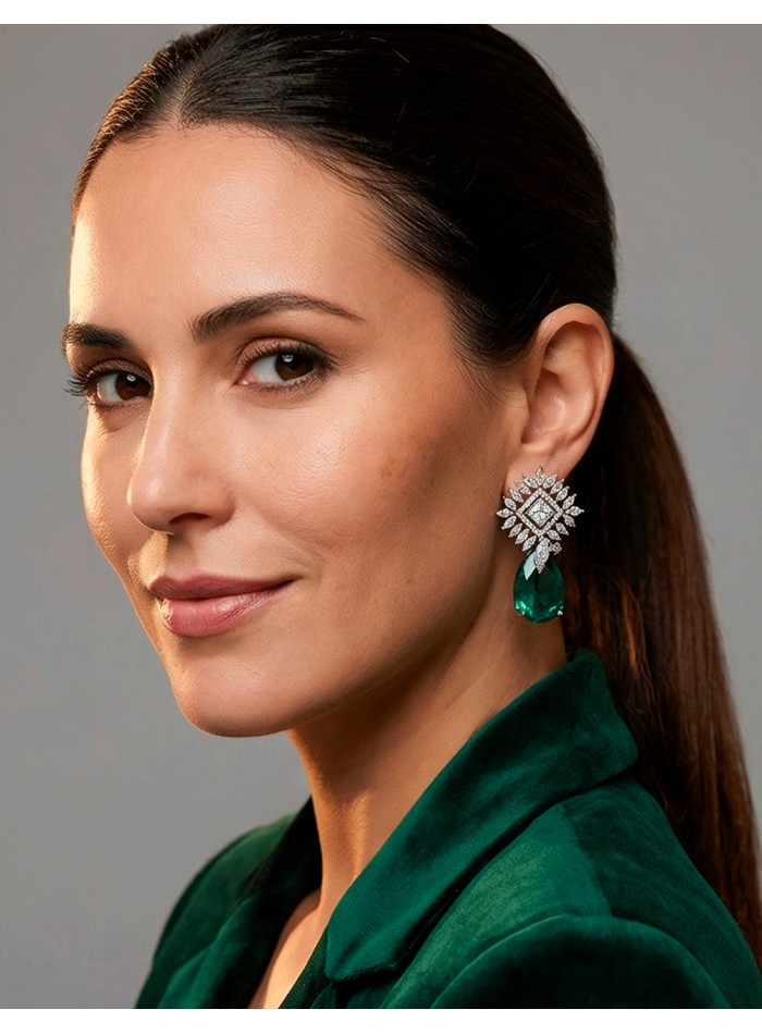 Pendientes Artesanales Verde Esmeralda con...