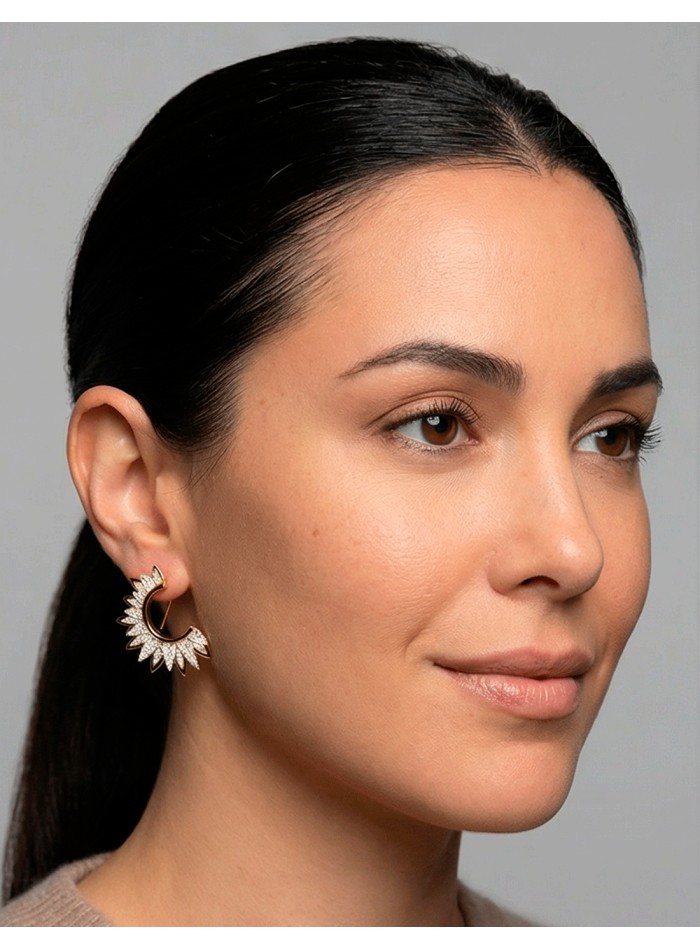 Handcrafted Half Moon Earrings with Natural...