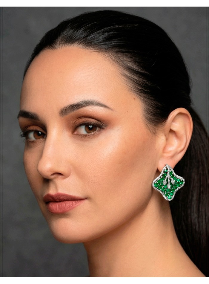 Lotus Flower with Emerald Green Semiprecious...