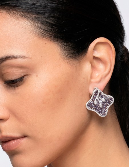 pendientes para invitada en color lila