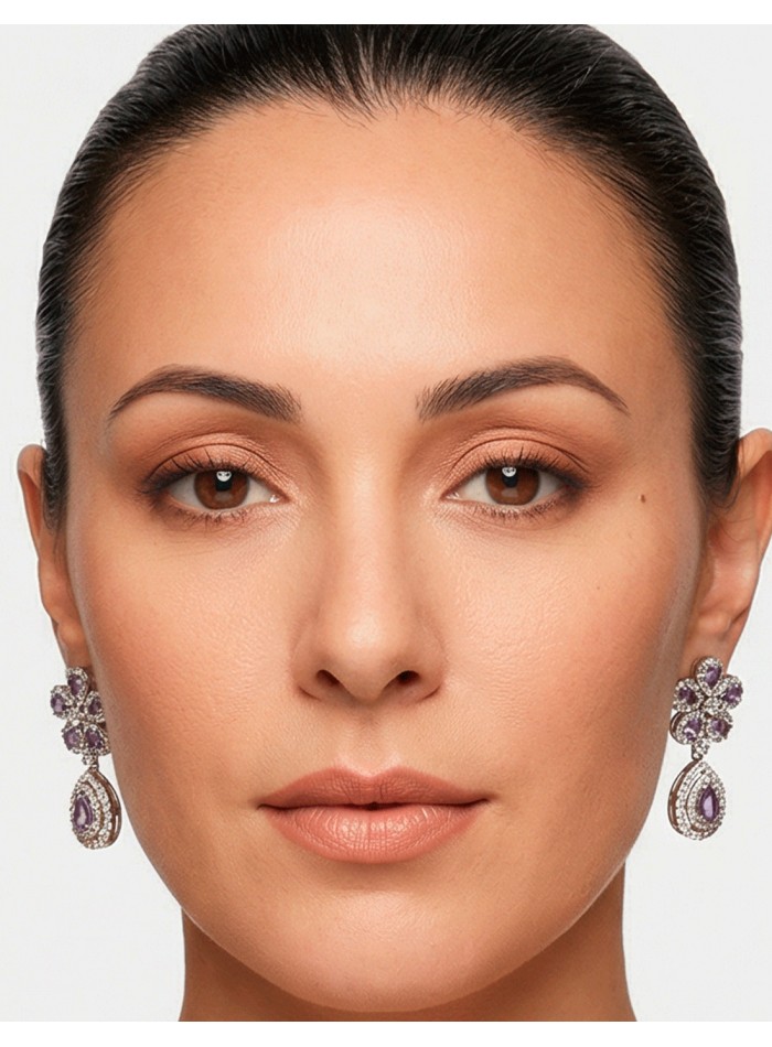 Handmade Flower and Teardrop Earrings with...