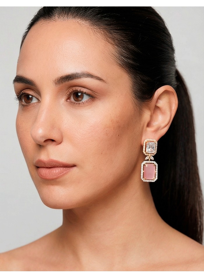 Handcrafted Long Earrings with Natural Crystals...