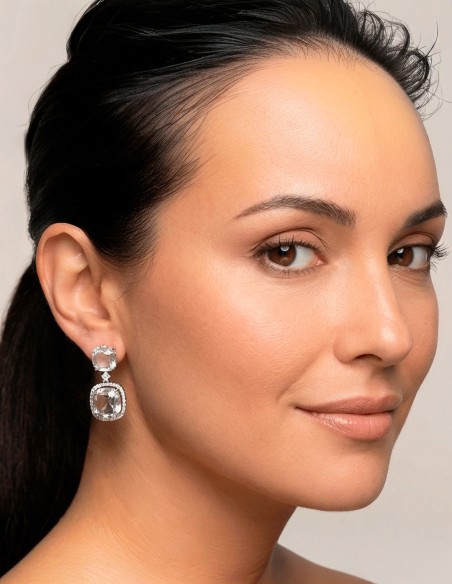 Handcrafted Earrings Rhodium Plated with High Quality Natural Crystals