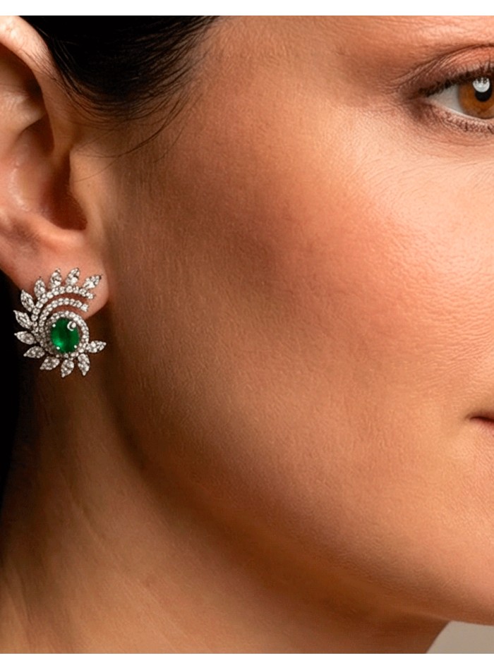 Handmade Spiral Spiral Earrings with Green Semiprecious Stones