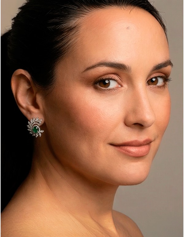 Handmade Spiral Spiral Earrings with Green Semiprecious Stones 2