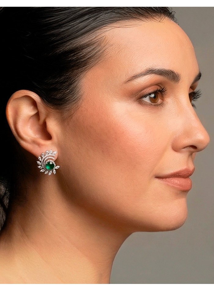 Handmade Spiral Spiral Earrings with Green...