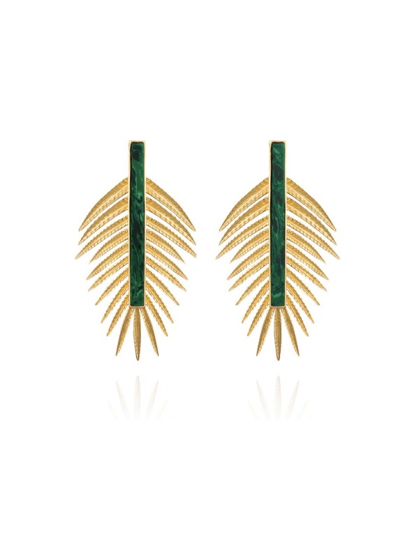 Palm leaf shaped earrings with malachite
by Lavani