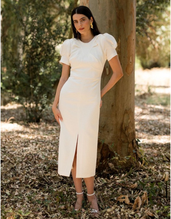 Robe midi pour mère de communion avec manches courtes...