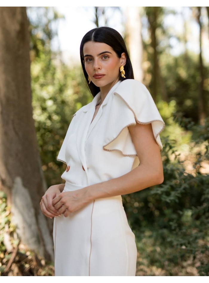 Ensemble midi à col revers jacquard jacquard midi