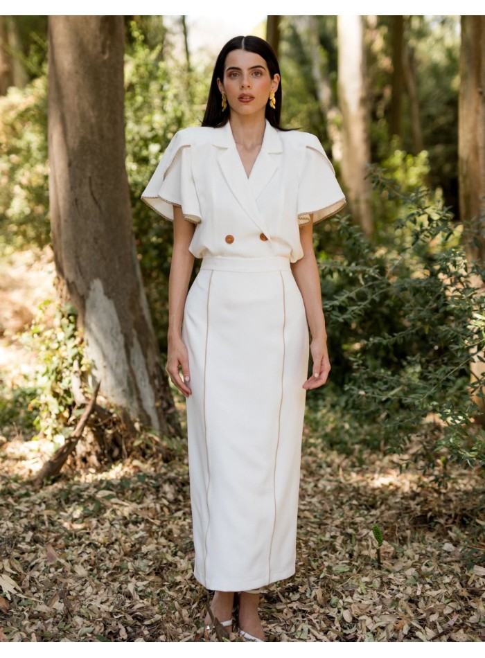 Midi lapel collar jacquard midi set