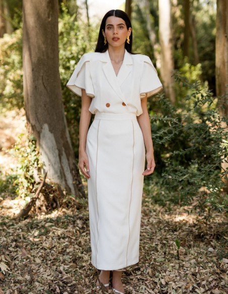 Ensemble midi à col revers jacquard jacquard midi