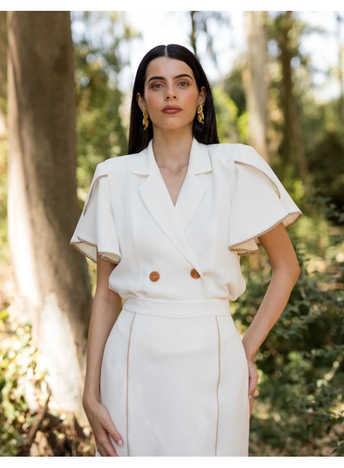 Ensemble midi à col revers jacquard jacquard midi