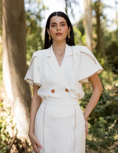 Ensemble midi à col revers jacquard jacquard midi