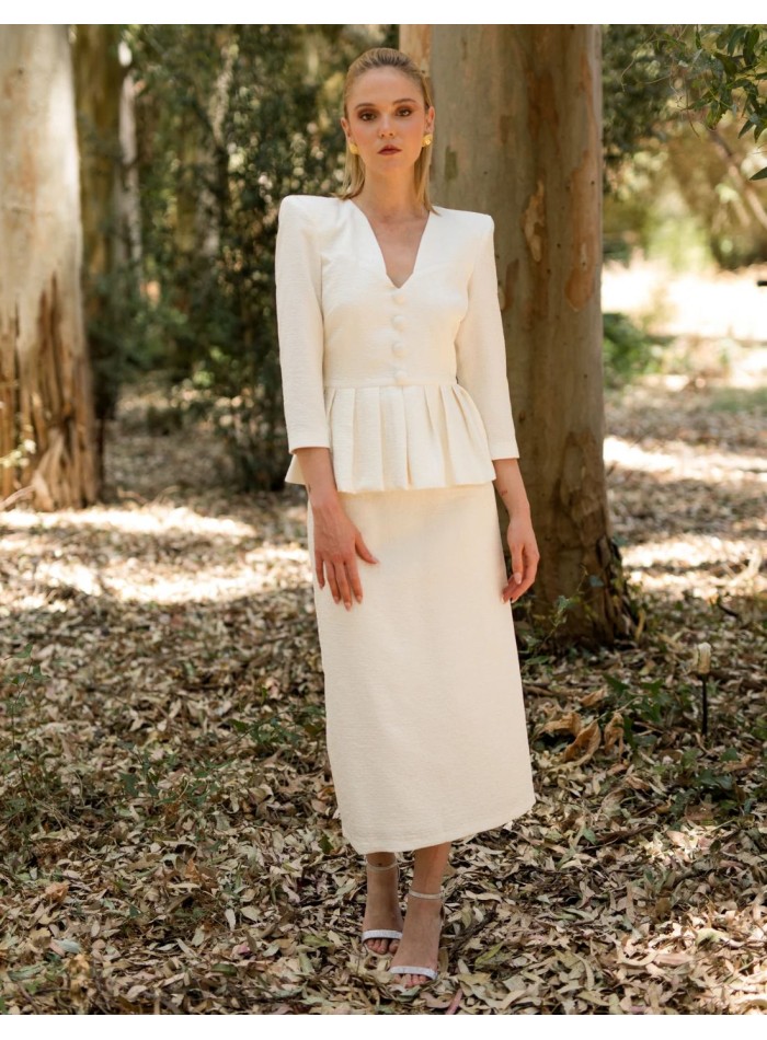 Conjunto dos piezas en tejido jacquard con hombreras marcadas