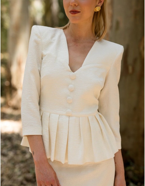 Conjunto dos piezas en tejido jacquard con hombreras marcadas 2