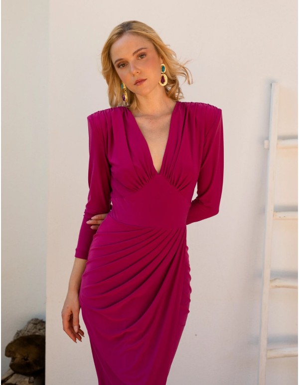 Strawberry midi dress with three-quarter sleeves