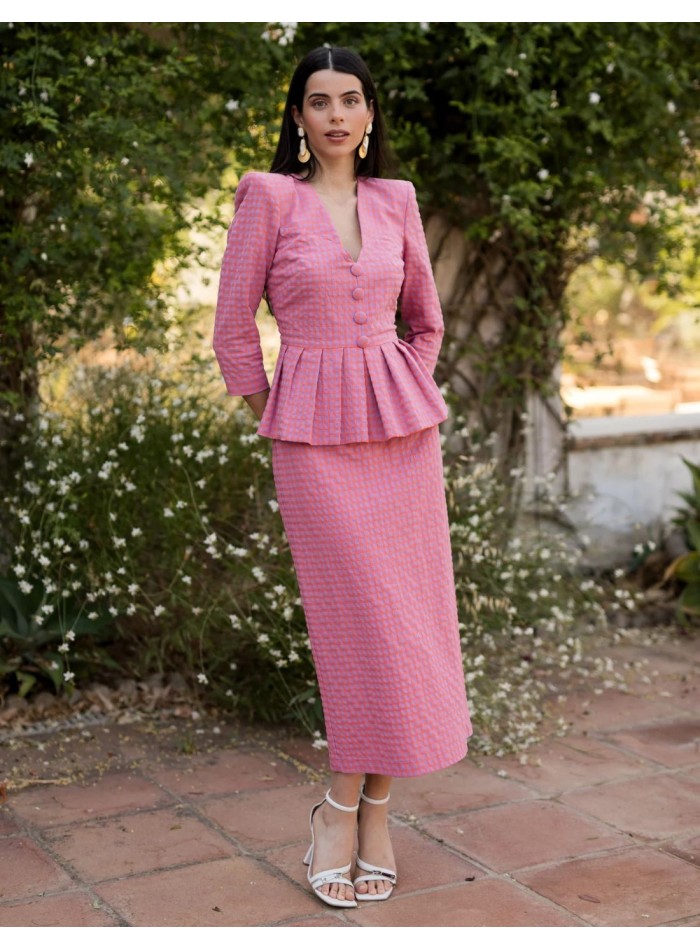 Ensemble vichy rose deux pièces avec épaulettes...