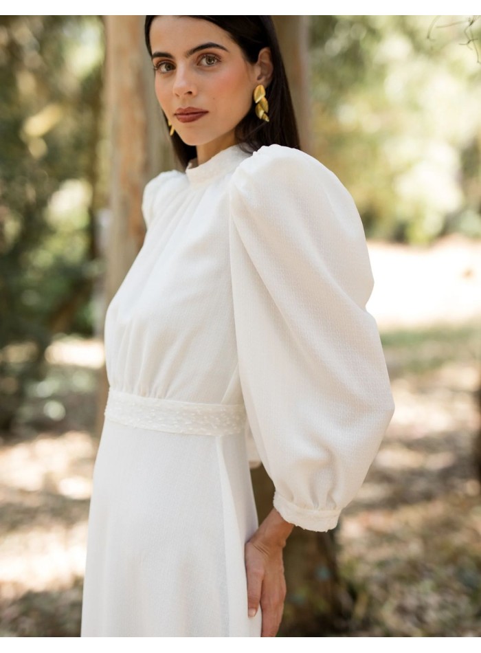 Midi communion mom dress with flared skirt and...