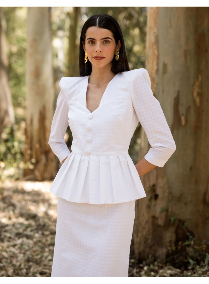 Ensemble vichy blanc deux pièces avec...