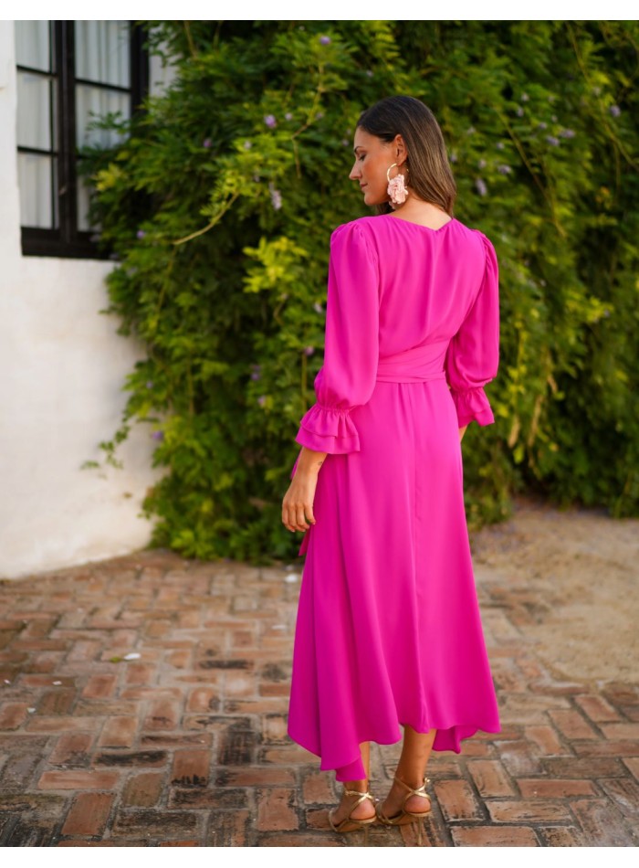 Vestido midi color buganvilla para mamás de comunión