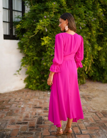 Vestido midi color buganvilla para mamás de comunión