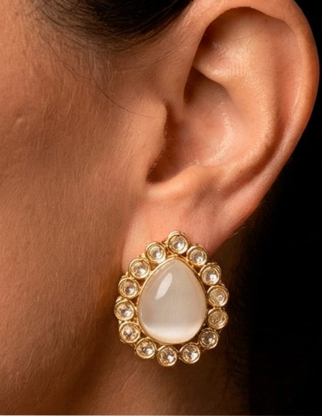 Boucles d'oreilles en nacre et zirconium