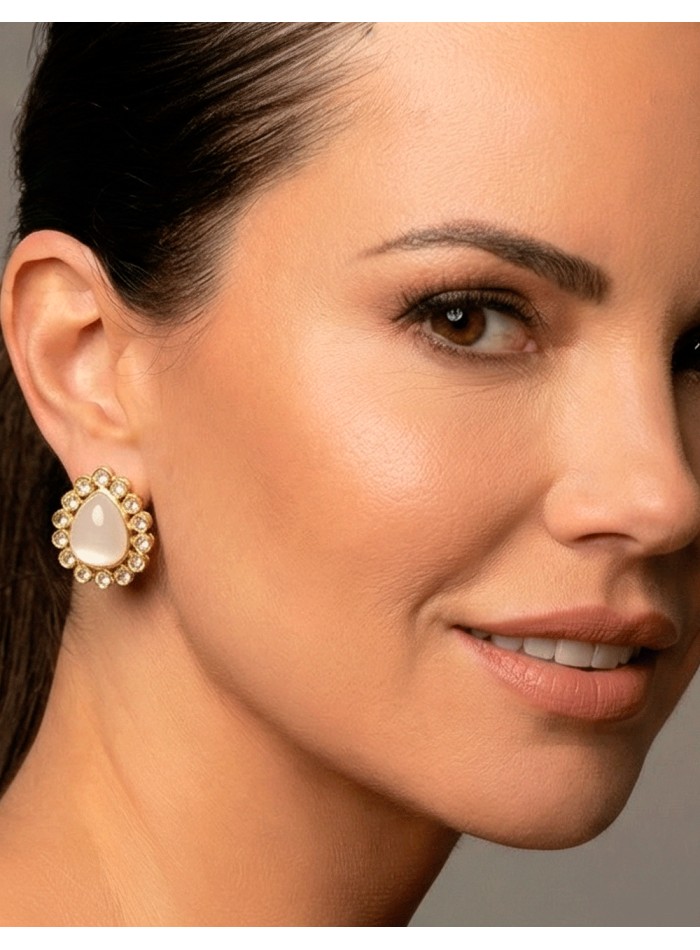 Mother-of-pearl stone with zirconia earrings